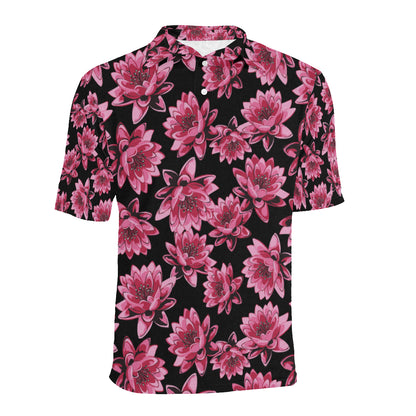 Lotus Pattern Print Design 03 Men Polo Shirt