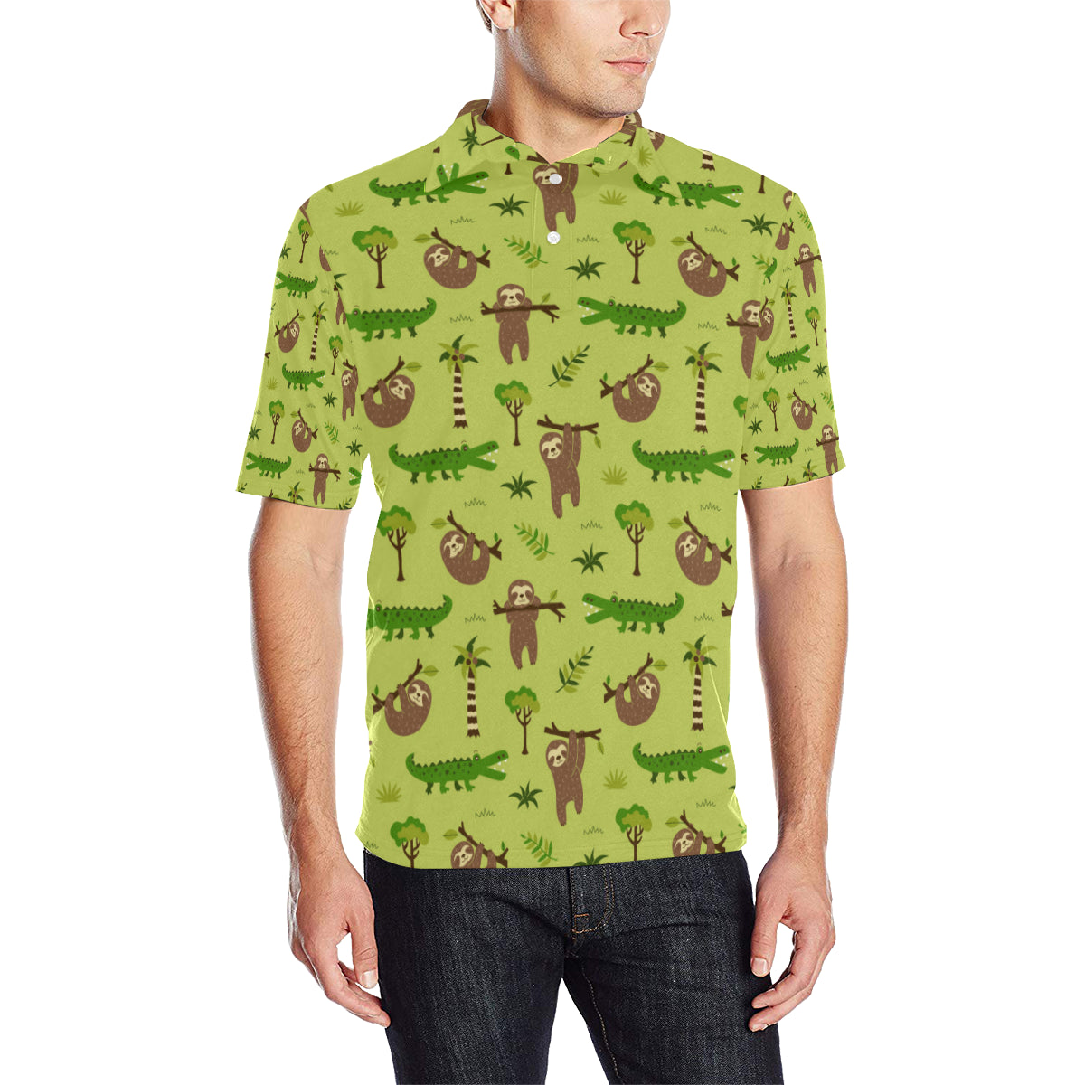 Alligator Pattern Print Design 04 Men Polo Shirt