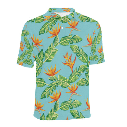 Bird Of Paradise Pattern Print Design BOP04 Men Polo Shirt