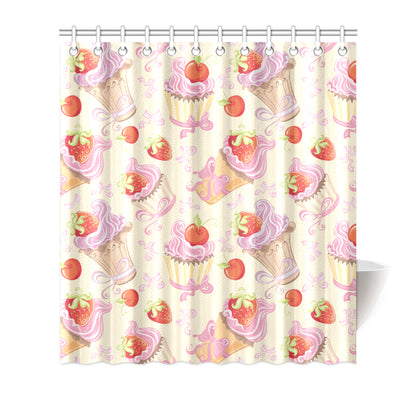 Strawberry Pink CupCake Shower Curtain