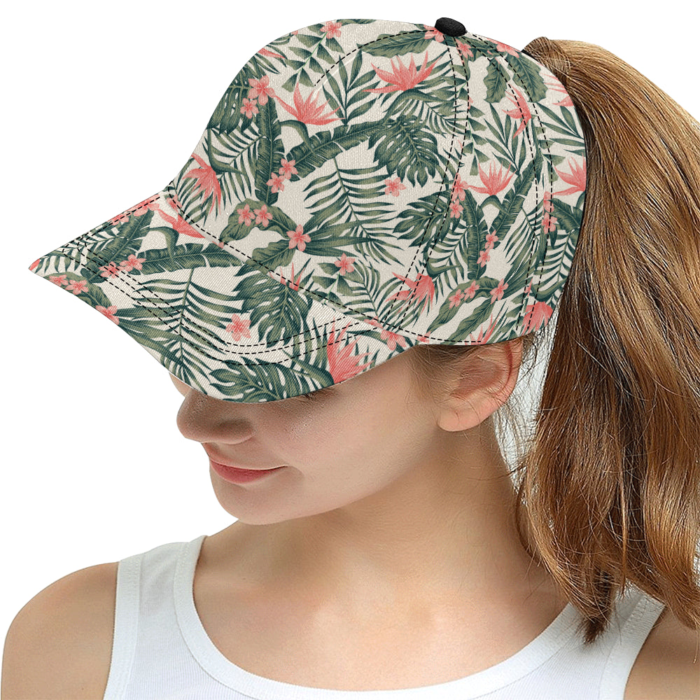 Tropical Flower Palm Leaves Snapback Cap
