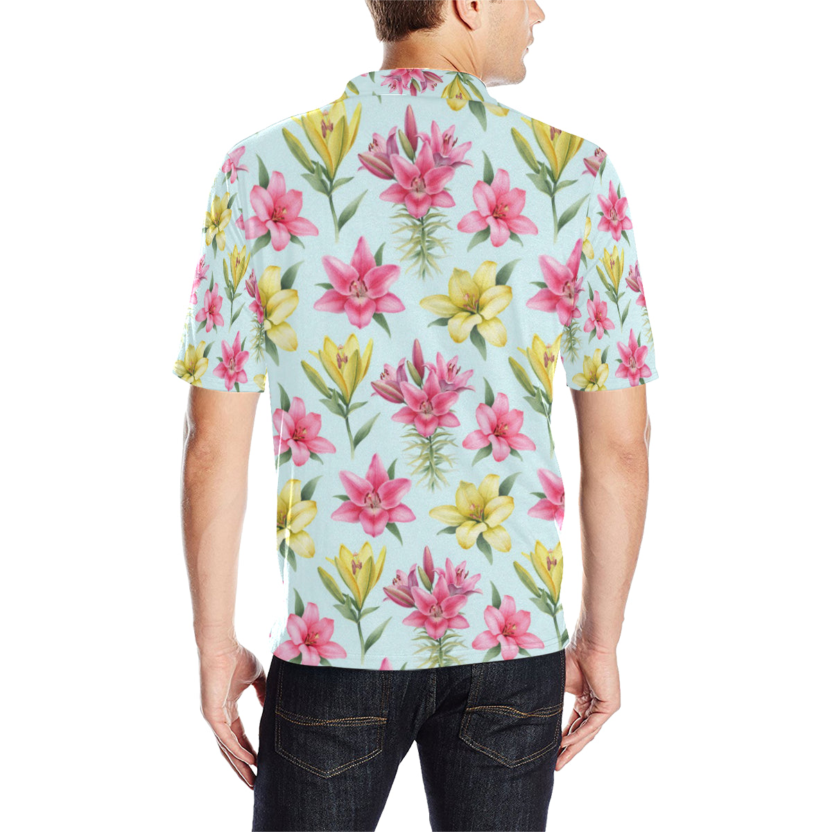 Lily Pattern Print Design LY010 Men Polo Shirt