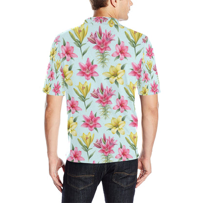 Lily Pattern Print Design LY010 Men Polo Shirt