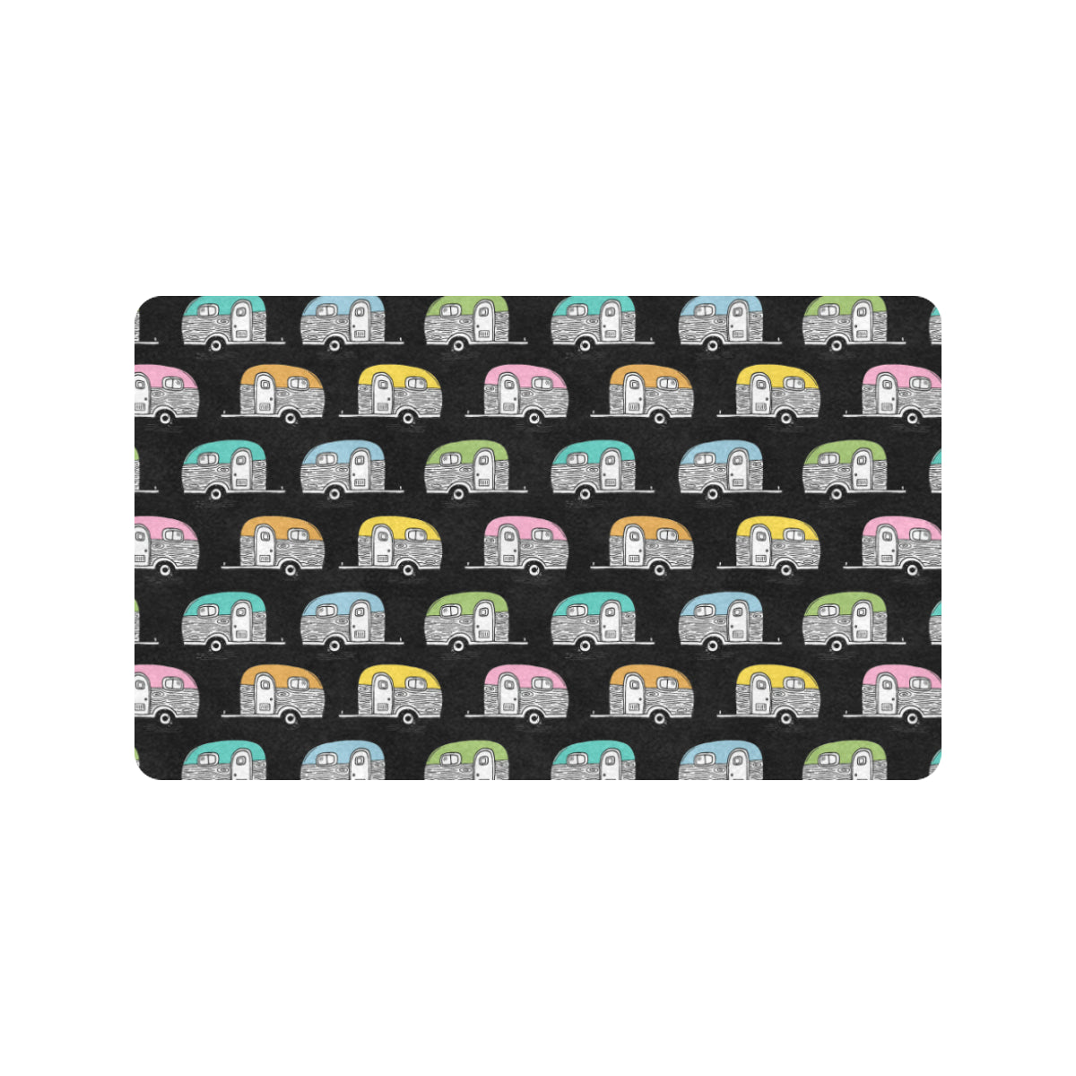 Camper Pattern Camping Themed No 2 Print Rubber Doormat