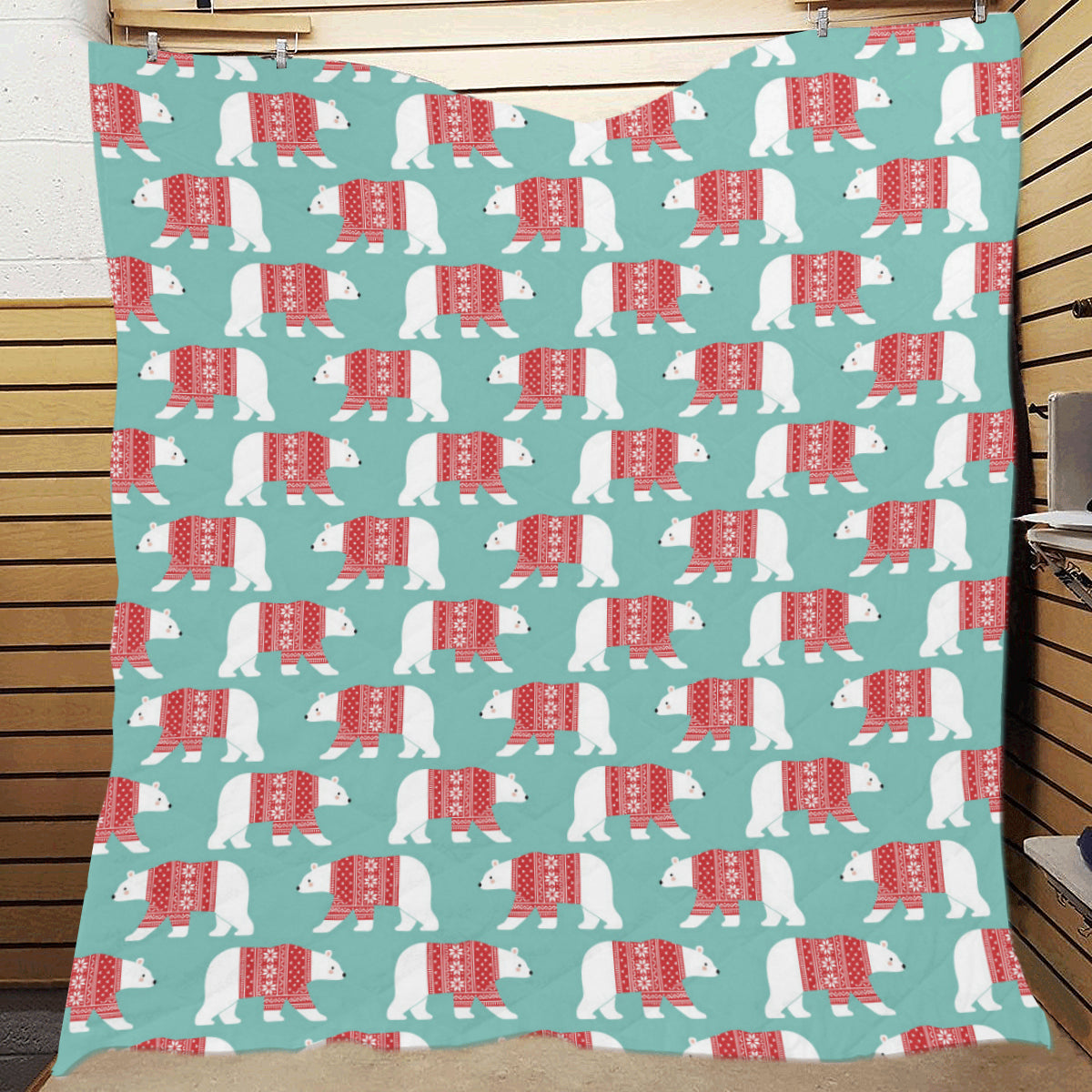 Polar Bear Pattern Print Design A04 Premium Quilt
