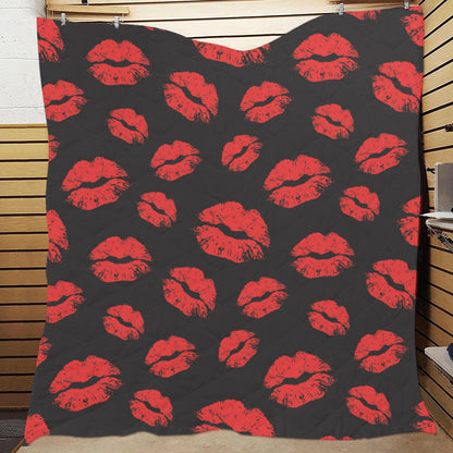 Lip Red Pattern Print Design 02 Premium Quilt
