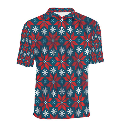 Poinsettia Pattern Print Design A02 Men Polo Shirt