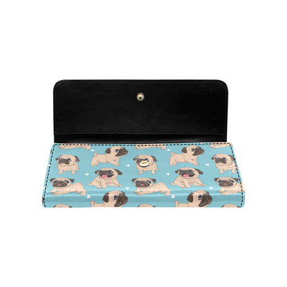 Pug Pattern Print Design A03 Women's Trifold Wallet