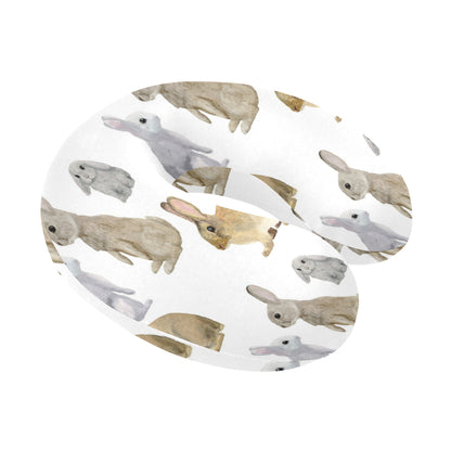 Rabbit Pattern Print Design 02 U-Shaped Travel Neck Pillow