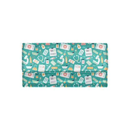 Medical Pattern Print Design 03 Women's Trifold Wallet