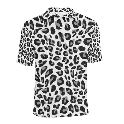 Snow Leopard Skin Print Men Polo Shirt