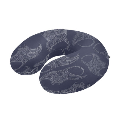Manta Ray Pattern Print Design 01 U-Shaped Travel Neck Pillow