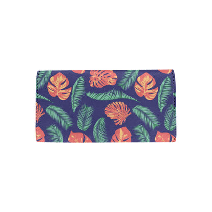 Palm Leaves Pattern Print Design PL011 Women's Trifold Wallet