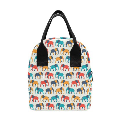 Elephant Colorful Print Pattern Insulated Lunch Bag