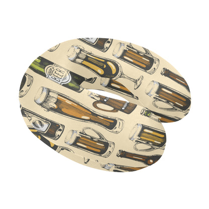 Beer Pattern Print Design 04 U-Shaped Travel Neck Pillow