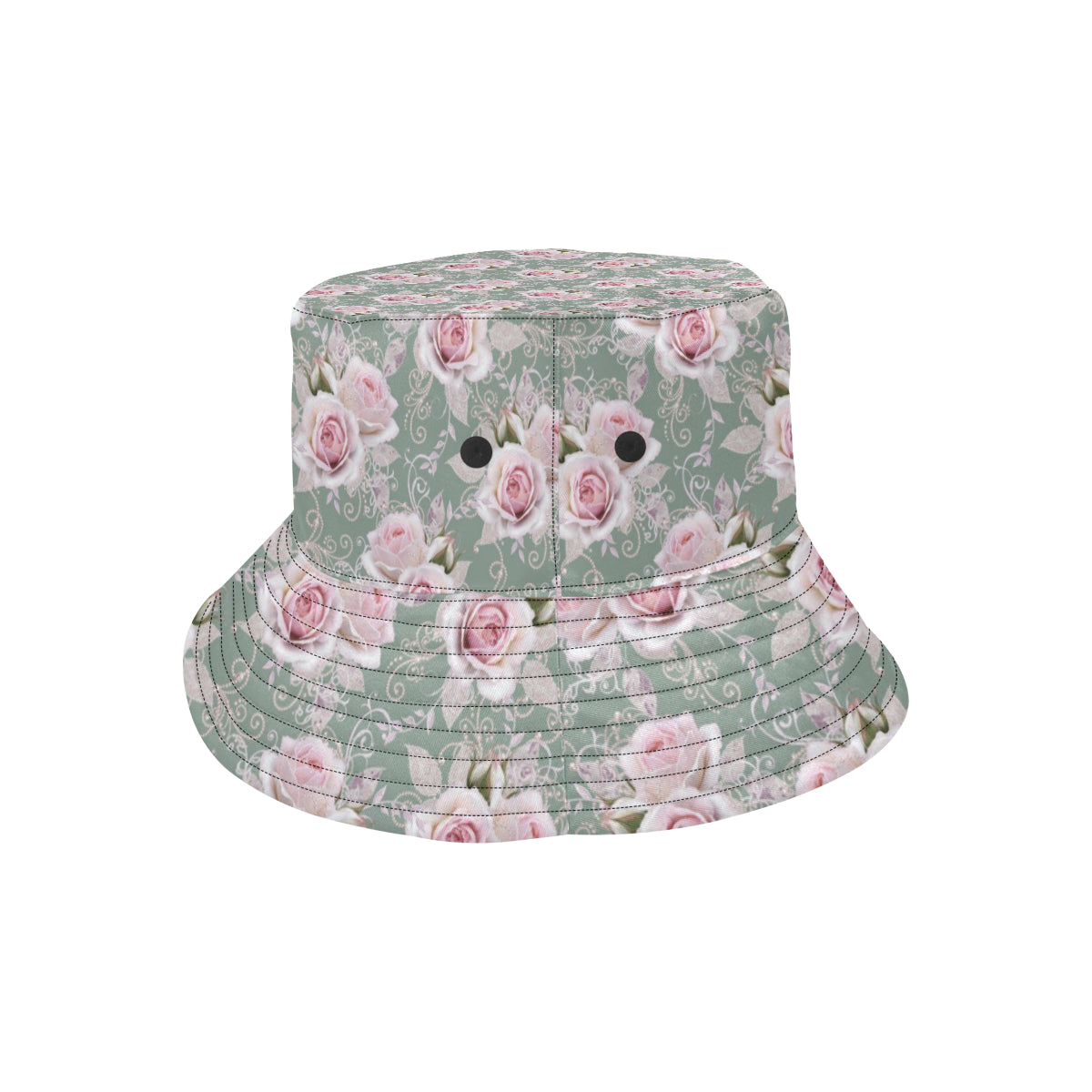 Rose White Pattern Print Design RO012 Unisex Bucket Hat