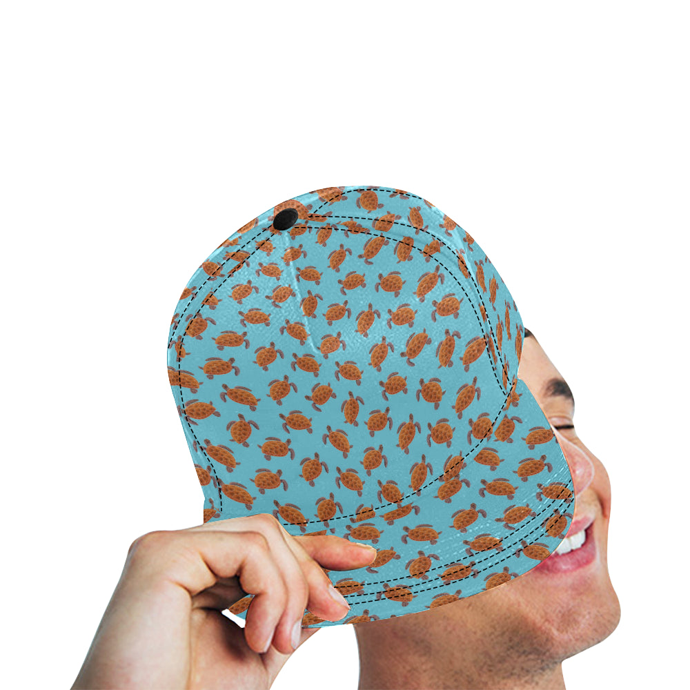 Brow Sea Turtle Print Pattern Snapback Cap