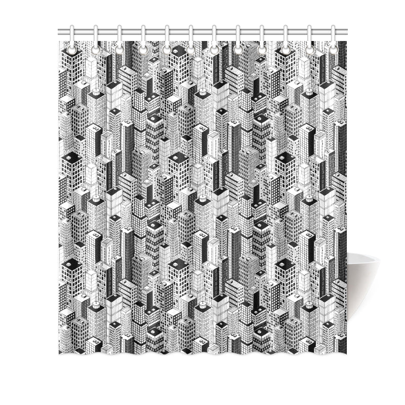 City  Pattern Print Design 02 Shower Curtain