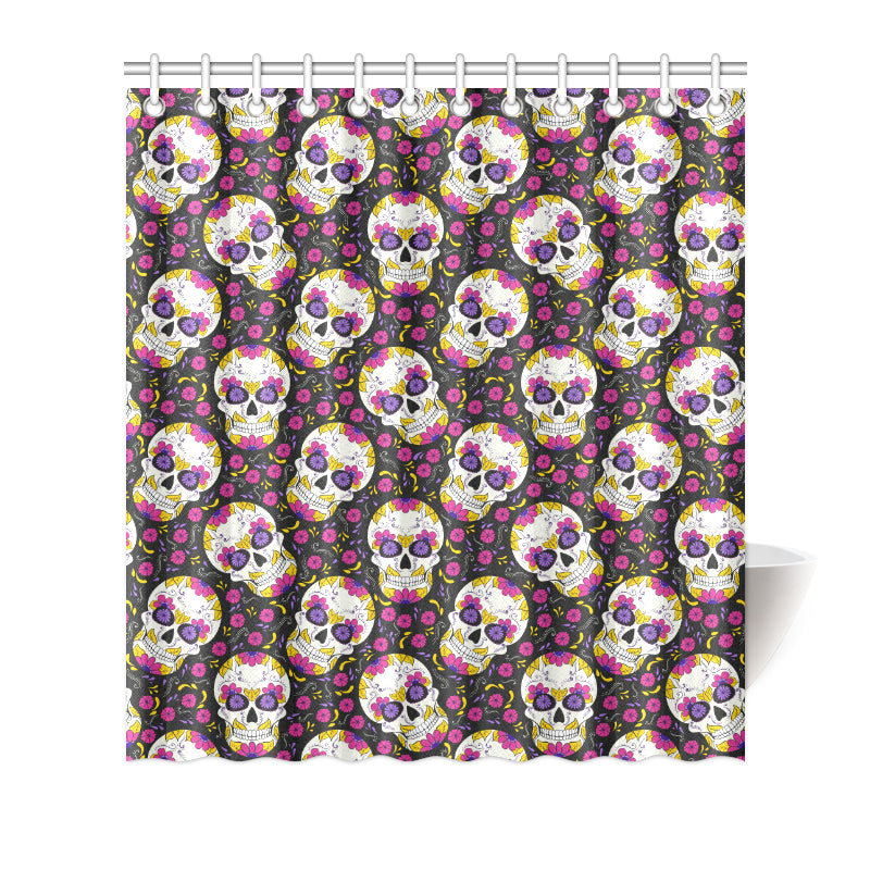 sugar skull Floral Pattern Shower Curtain
