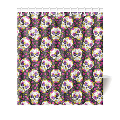 sugar skull Floral Pattern Shower Curtain