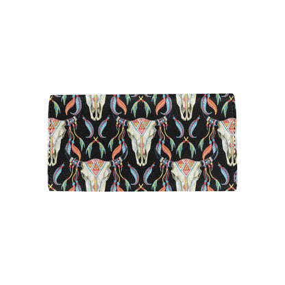 Buffalo Head Boho Style Pattern Print Design 01 Women's Trifold Wallet