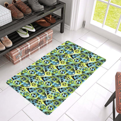 Soccer Ball Themed Print Design Rubber Doormat