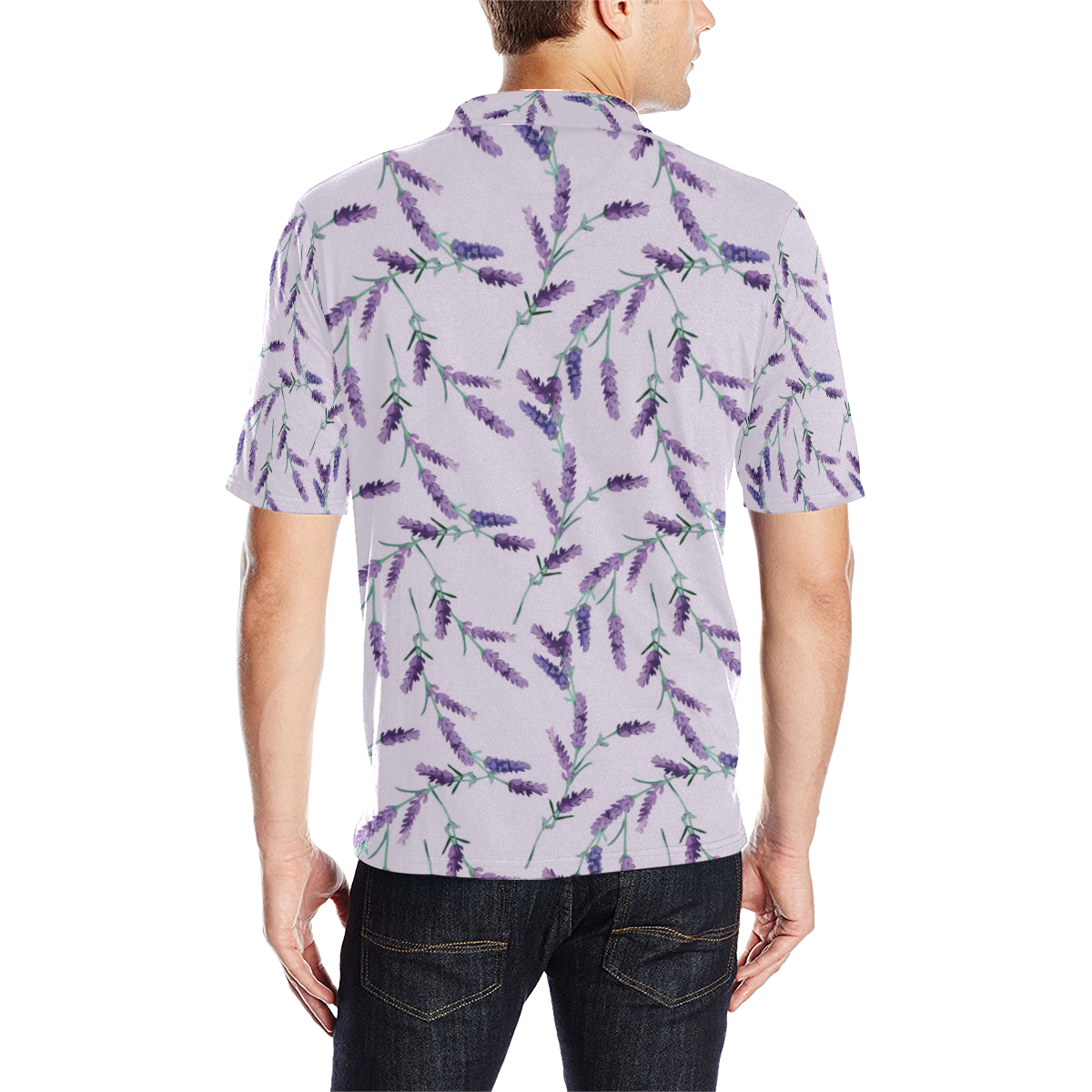 Lavender Pattern Print Design 02 Men Polo Shirt