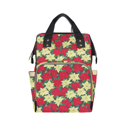 Poinsettia Pattern Print Design POT06 Diaper Bag Backpack
