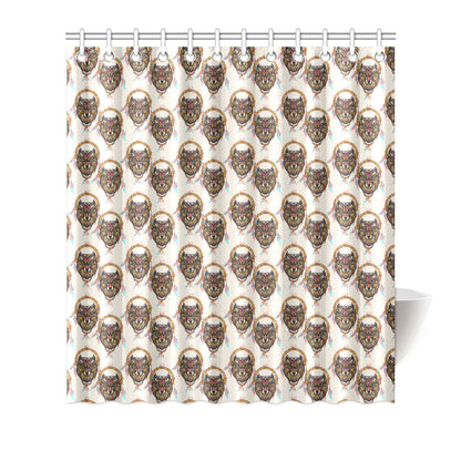 Wolf Tribal Dream Catcher Design Print Shower Curtain