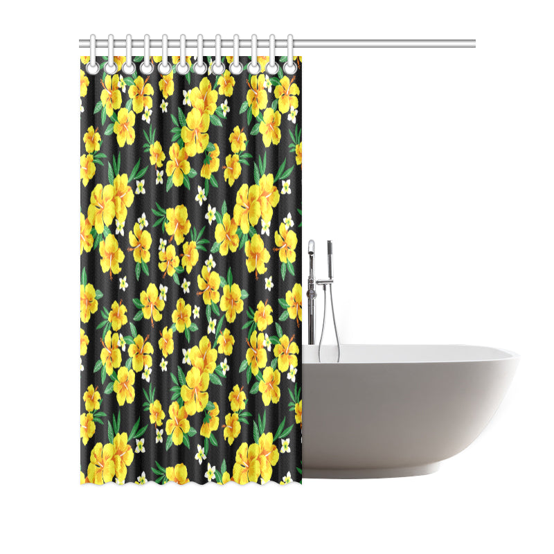 Yellow Hibiscus Pattern Print Design HB08 Shower Curtain