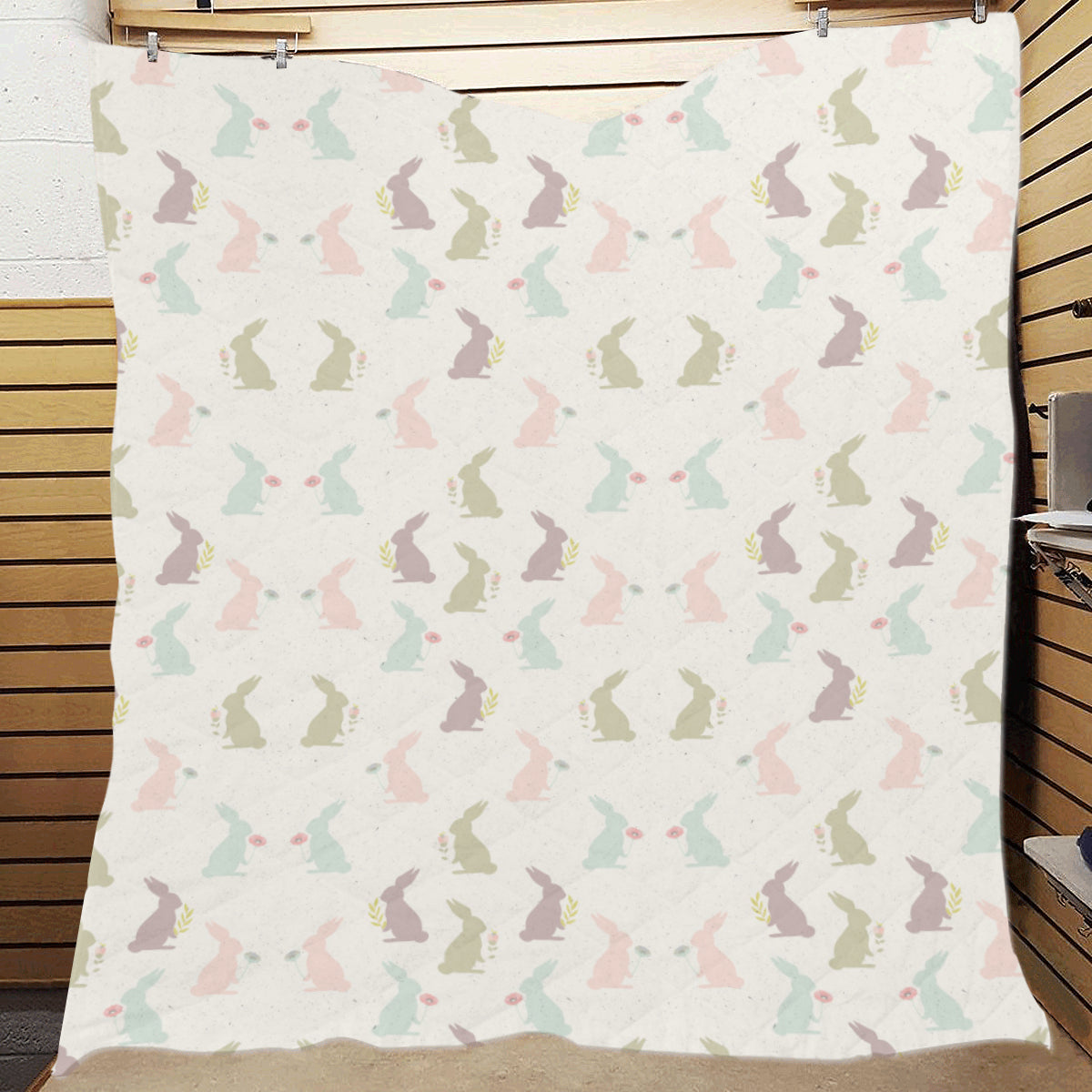 Bunny Pattern Print Design 05 Premium Quilt