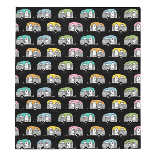 Camper Pattern Camping Themed No 2 Print Premium Quilt