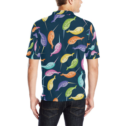 Narwhal Colorful Pattern Print Design 03 Men Polo Shirt