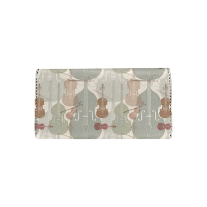 Violin Pattern Print Design 01 Women's Trifold Wallet