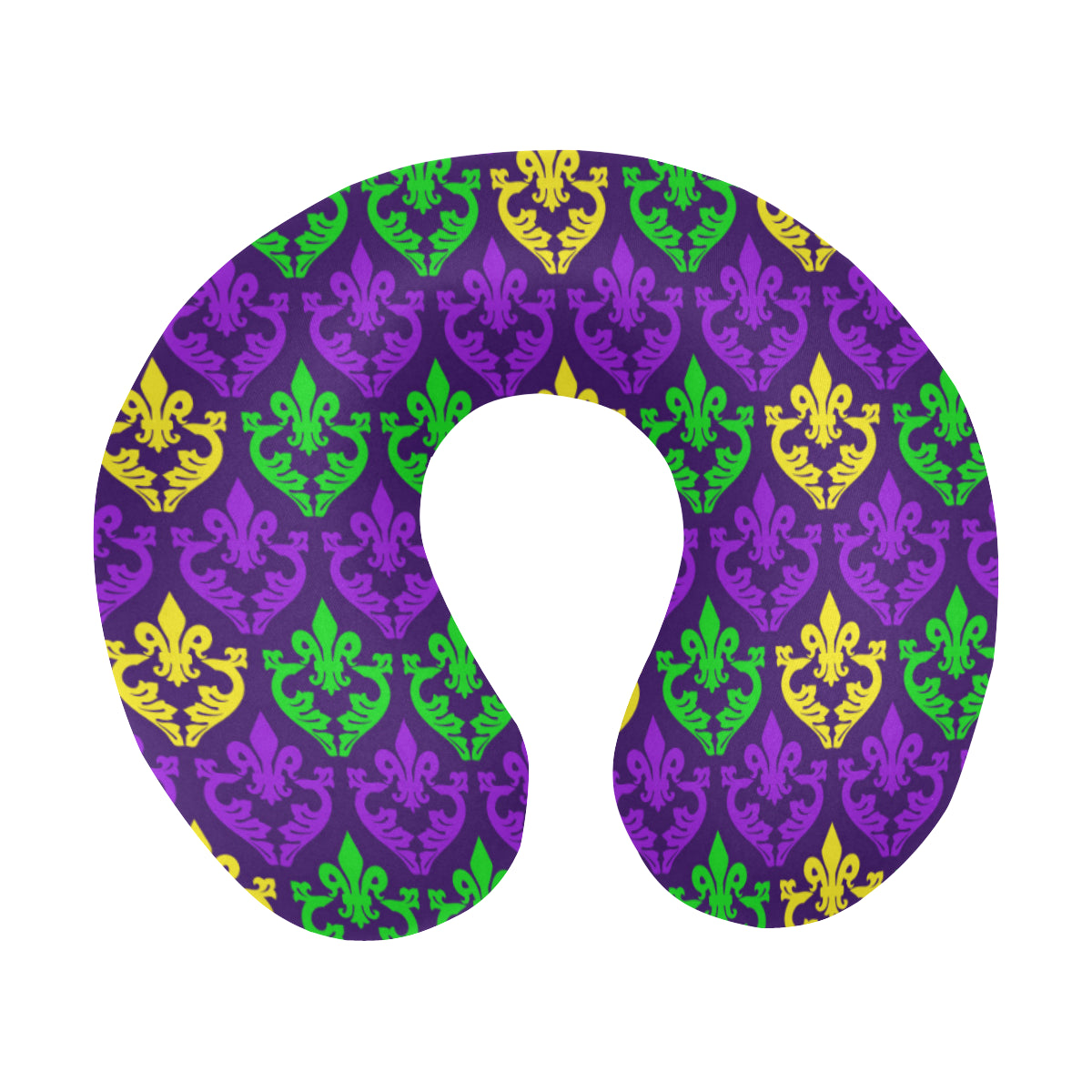 Mardi Gras Pattern Print Design 02 U-Shaped Travel Neck Pillow
