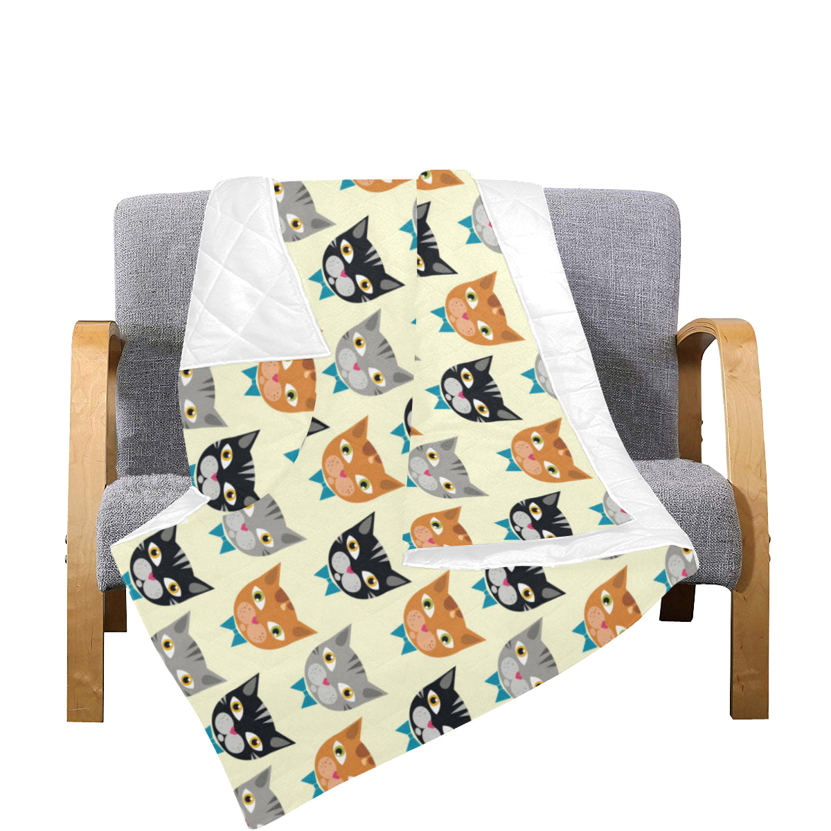Cat Pattern Print Design 05 Premium Quilt