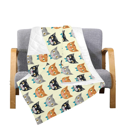 Cat Pattern Print Design 05 Premium Quilt