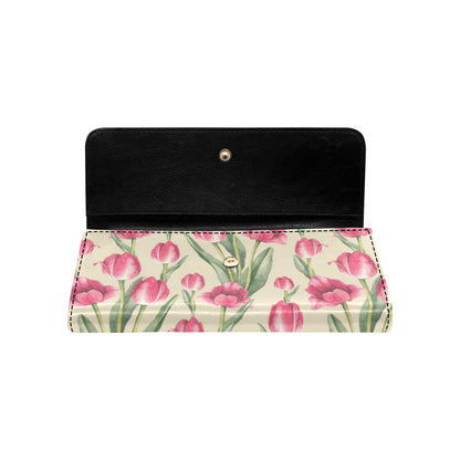 Tulip Pink Pattern Print Design TP06 Women's Trifold Wallet