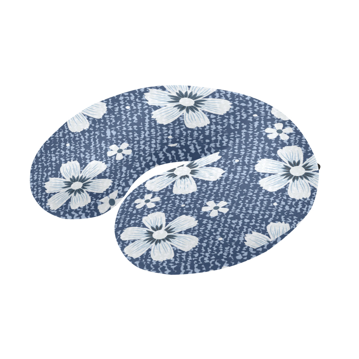 Jean Flower Pattern Print Design 03 U-Shaped Travel Neck Pillow