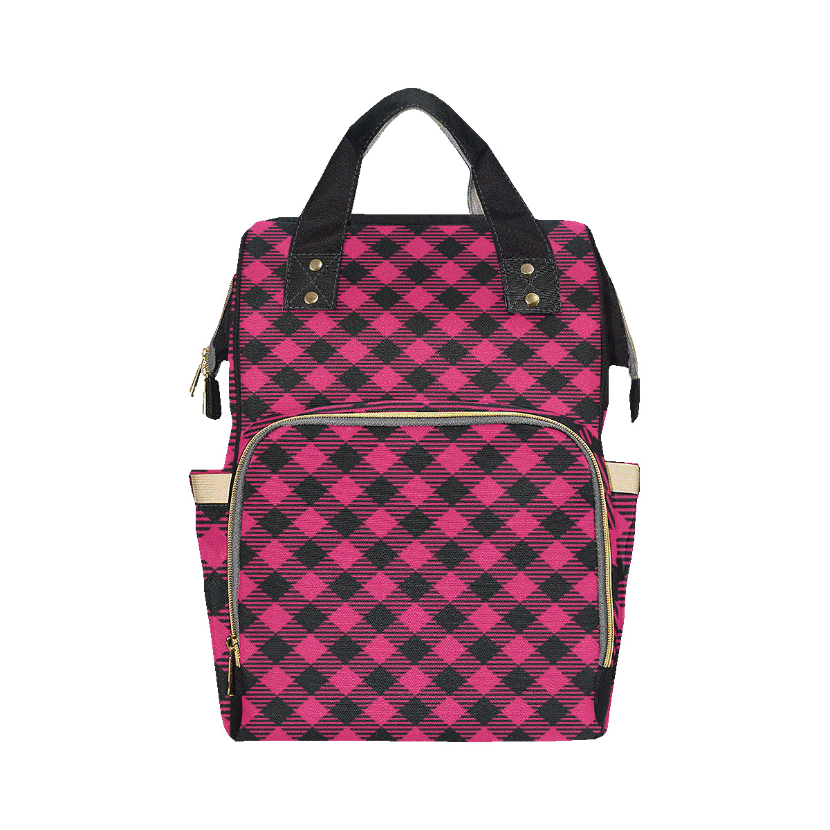 Buffalo check Pink Pattern Print Design 01 Diaper Bag Backpack