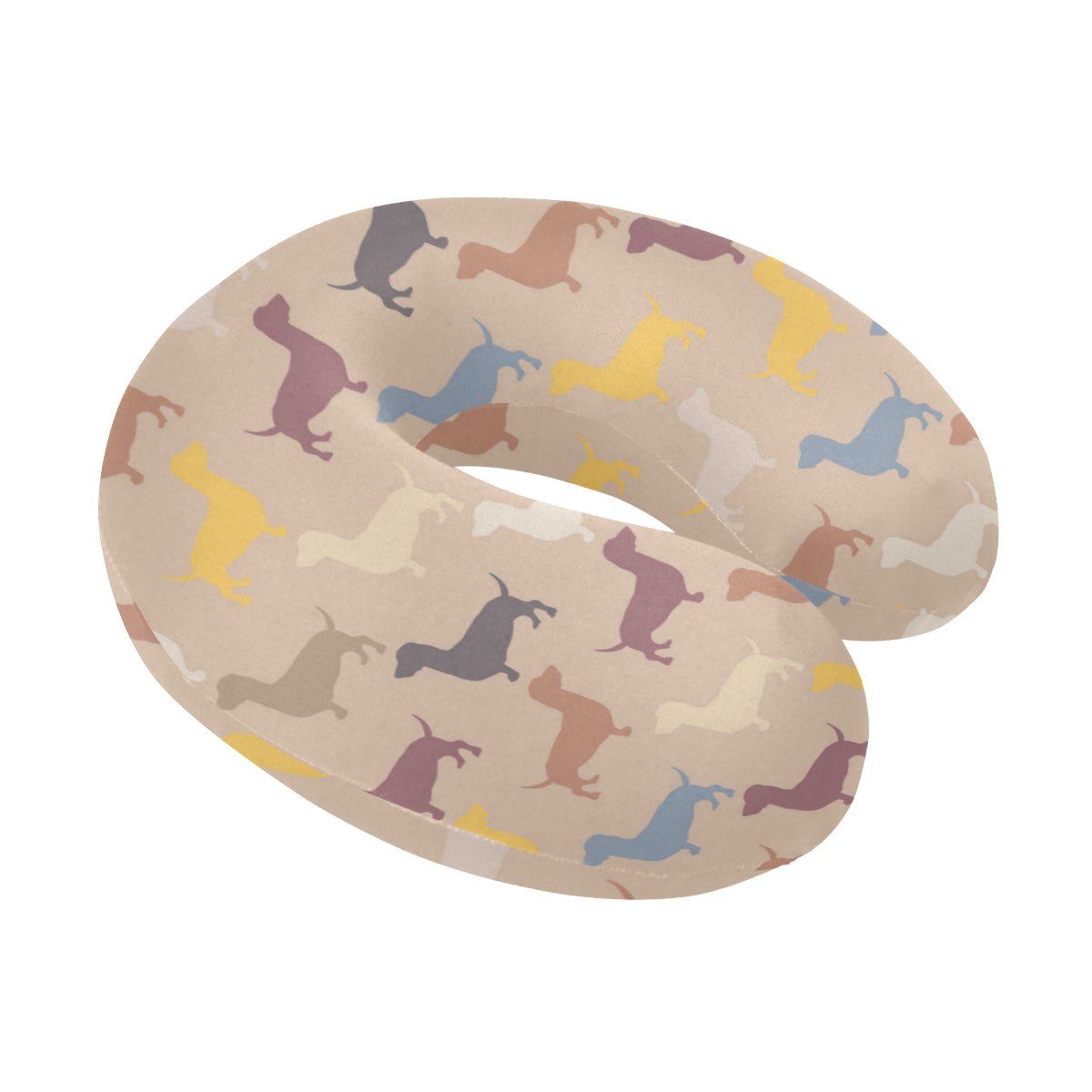 Dachshund Pattern Print Design 03 U-Shaped Travel Neck Pillow
