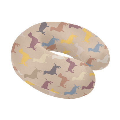 Dachshund Pattern Print Design 03 U-Shaped Travel Neck Pillow