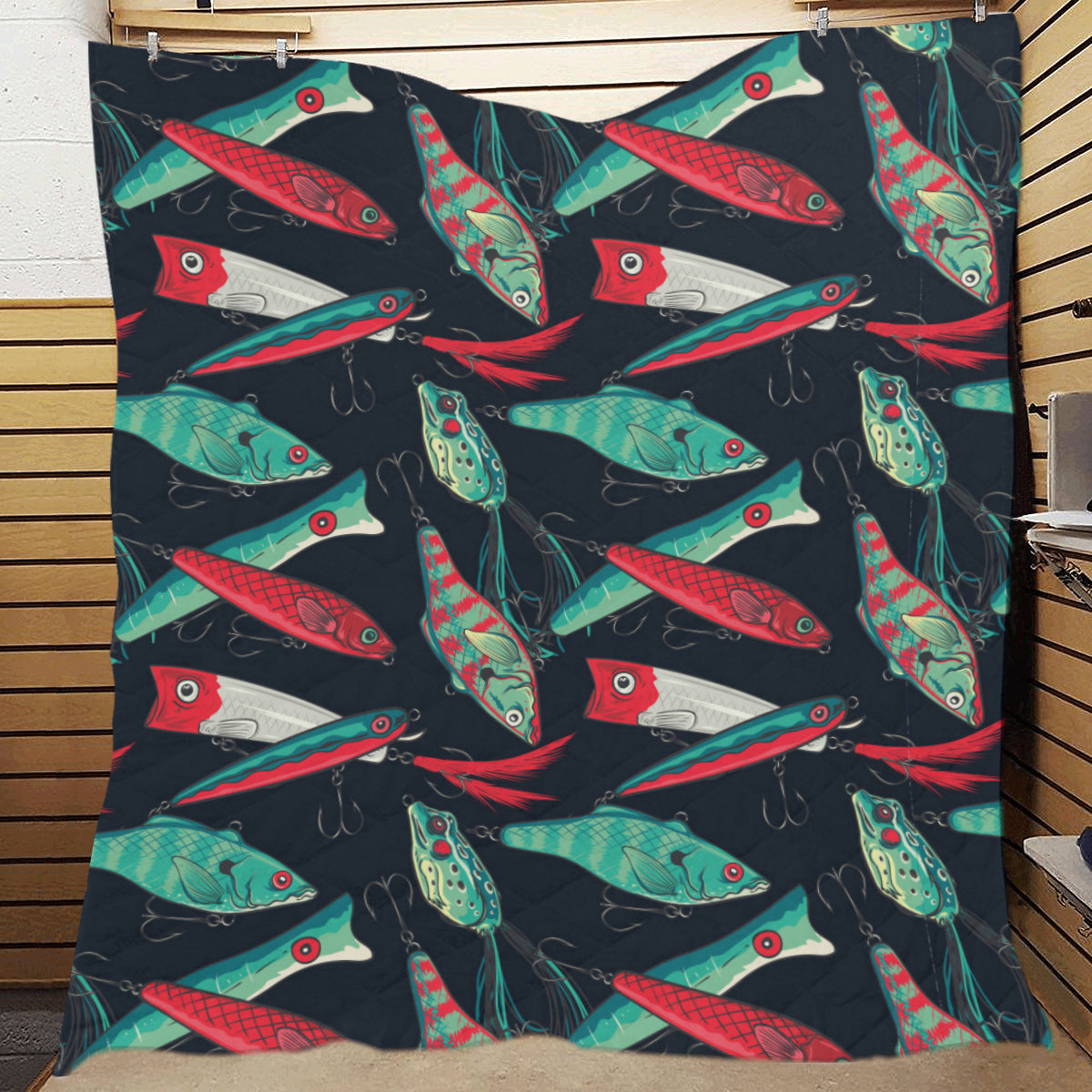 Fishing Bait Pattern Premium Quilt