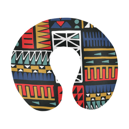 Kente Pattern Print Design 02 U-Shaped Travel Neck Pillow