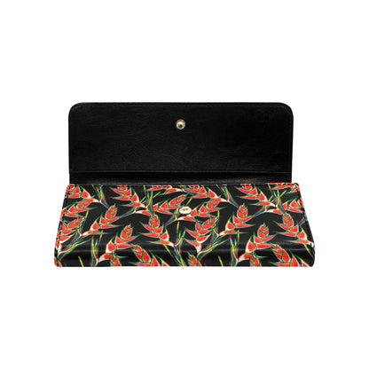Heliconia Pattern Print Design HL010 Women's Trifold Wallet