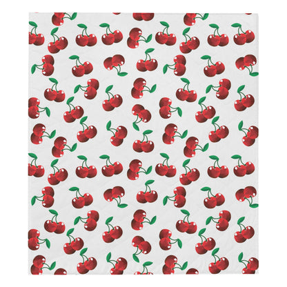 Cherry Pattern Print Design 01 Premium Quilt