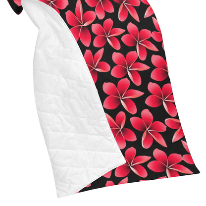 Red Plumeria Pattern Print Design PM025 Premium Quilt