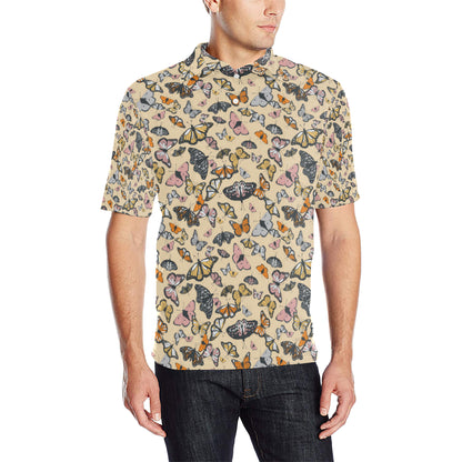 Butterfly Pattern Print Design 04 Men Polo Shirt