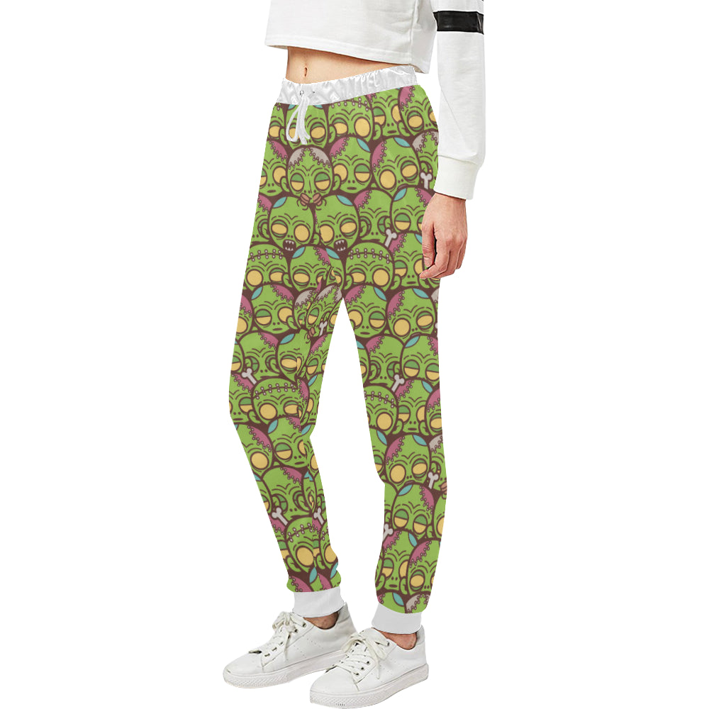 Zombie Head Design Pattern Print Unisex Sweatpants