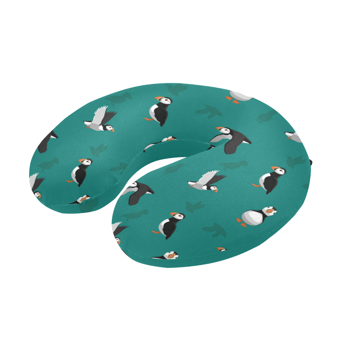 Puffin Pattern Print Design A02 U-Shaped Travel Neck Pillow